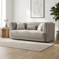 Glenda Gray Chenille Sofa – 87” Modern 3-Seat Sofa with Pillows in soft beige texture.