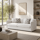 Yolanda Beige Chenille Sofa – 91” Modern Deep Seat Sofa with 4 Pillows in a stylish living room setting.