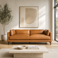 Modern Genuine Leather Sofa 93” – Bellrose MCM Top-Grain Leather Couch in Tan