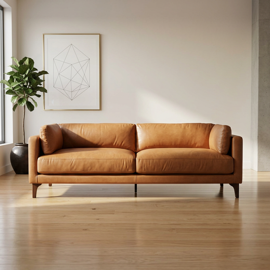 Modern Genuine Leather Sofa 93”