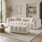 Tufted Ivory Chenille Modular Sofa with Ottoman 113” – Alana Contemporary 6-Seat Sectional