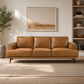 Modern Genuine Leather Sofa 98"W – Knox MCM Top Grain Leather Couch