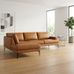 Vegan Leather Left-Facing Chaise Sofa Sectional 107.5” – Bristol MCM Cognac L-Shape Couch