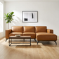 Modern Right-Facing Chaise Sofa Sectional 102” – Brenham MCM Cognac Vegan Leather L-Shape Couch