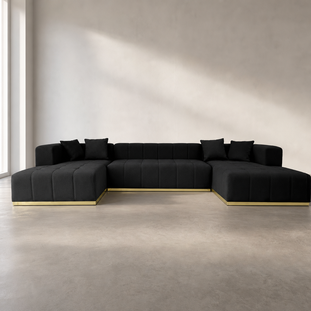 Nolan Tufted Velvet U-Shape Dual Chaise Sectional Sofa 145" – Luxury Velvet Sectional (2 Colors)