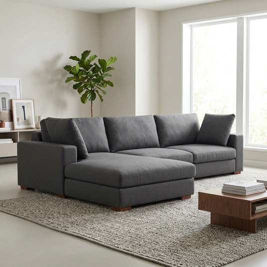 Charlie Deep Seat Sectional Chaise Sofa 122"
