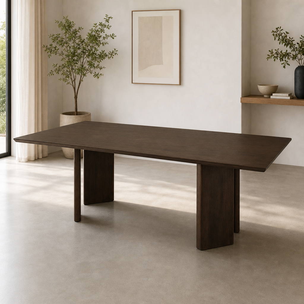 Alden Solid Walnut Rectangular Dining Table 86" – Modern Wood Dining Table for 6