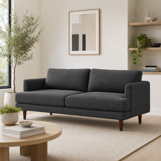 Livingston MCM Gray Fabric Loveseat Sofa 76"
