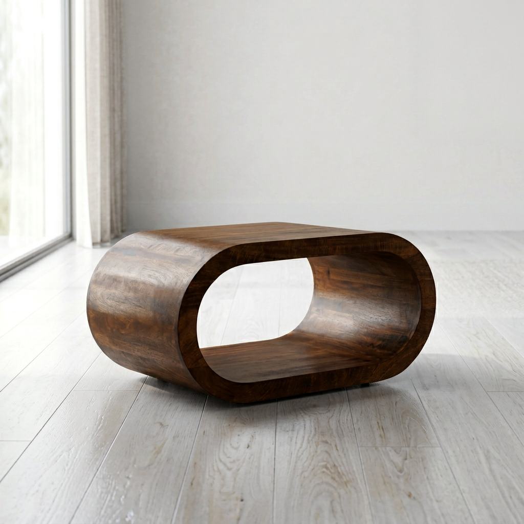 Amaya Solid Mango Wood Coffee Table 32" – Modern Natural Wood Coffee Table