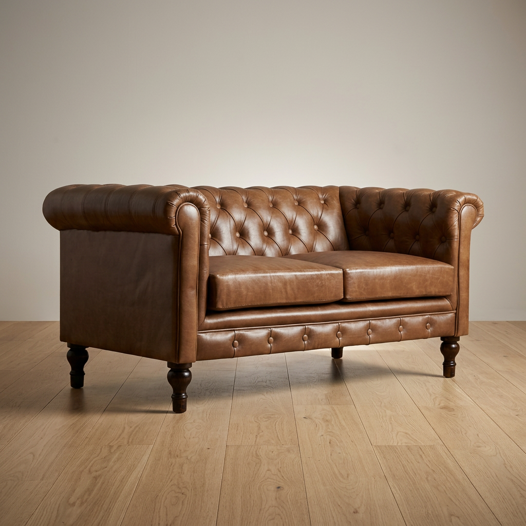 Buffalo Leather Chesterfield Loveseat 59"