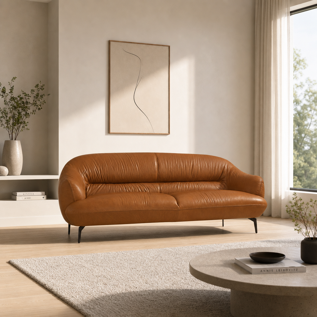 Leonia Italian Leather Loveseat Sofa 66"