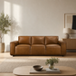 Hanky MCM Genuine Leather Box Arm Sofa 90" – Mid-Century Modern Leather Couch