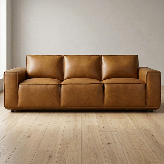 Hanky MCM Genuine Leather Box Arm Sofa 90"
