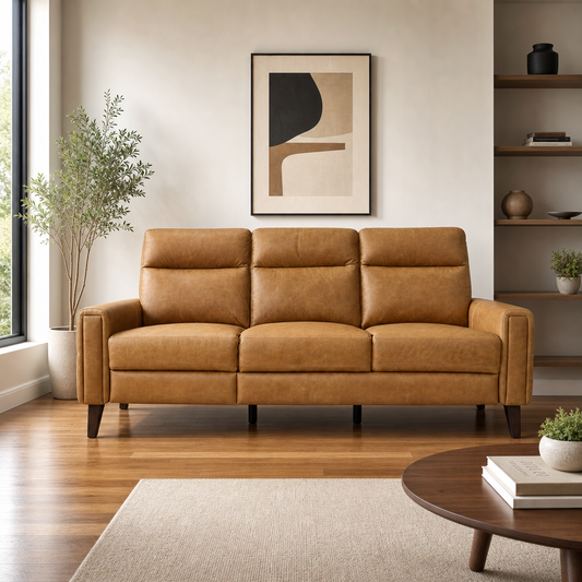 Genuine Leather Power Recliner Sofa 78"