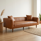 Elwood MCM Cognac Brown PU Leather Sofa 86" – Mid-Century Modern Faux Leather Couch