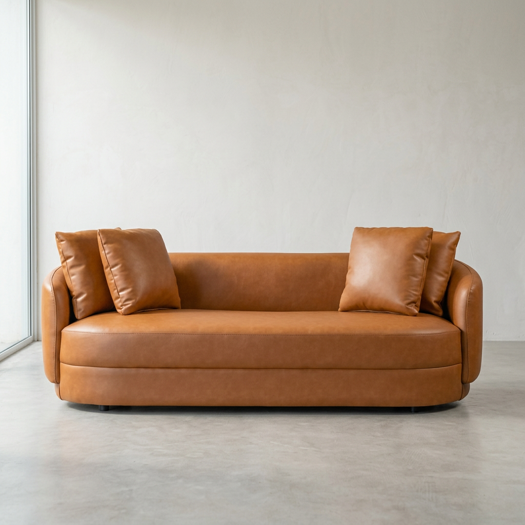 Dylan Modern Cognac PU Leather Sofa 85"