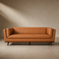 Phoenix MCM Premium Leather Sofa 86" – Cognac Top Grain Leather Mid-Century Sofa