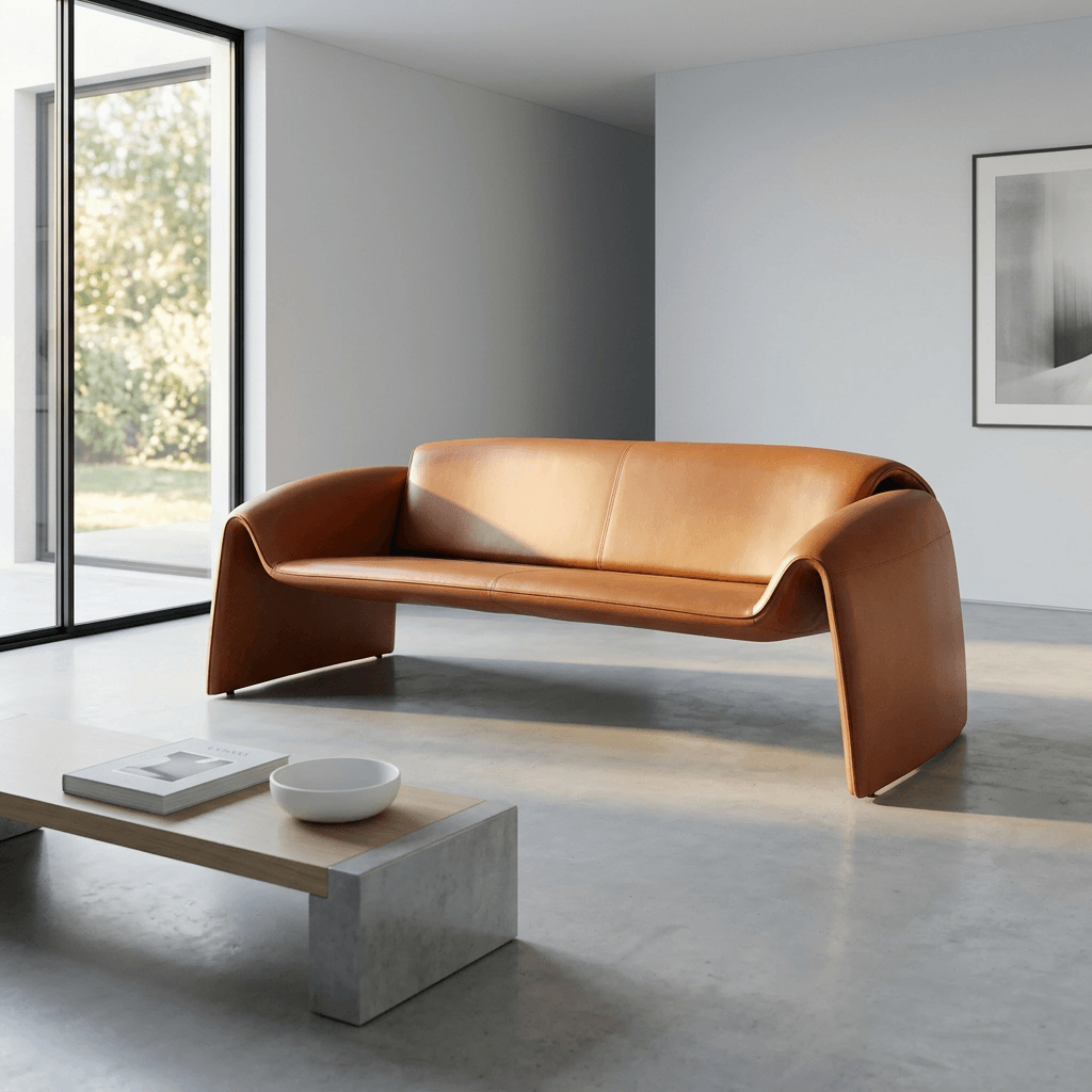 Horten Industrial Loveseat – 70” Modern Sofa with Steel Frame in a contemporary living space.