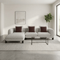 Mardi Tweed Sectional Sofa 120" – Beige Boucle Chaise Sofa with Pillows