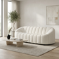 White Teddy Sherpa Sofa – 84" Modern 2-Seat Cozy Boucle Loveseat (84”) in a contemporary living room setting.