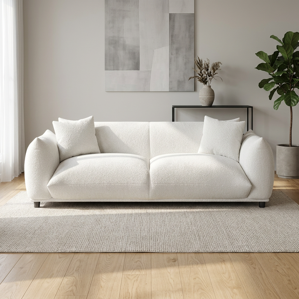 Emma Cream Boucle Sofa 89"