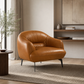 Leonia Genuine Italian Leather Armchair – Luxury MCM Lounge Chair (Full-Grain Leather, Made in Italy)