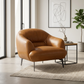 Leonia Genuine Italian Leather Armchair – Luxury MCM Lounge Chair (Full-Grain Leather, Made in Italy)