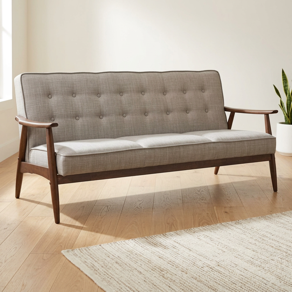 Rocky MCM Tufted Fabric Loveseat