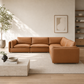Brighton Top Grain Leather 5-Piece Modular Corner Sofa Sectional 142" – Luxury Brown Leather Sectional Sofa