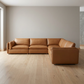 Brighton Top Grain Leather 5-Piece Modular Corner Sofa Sectional 142" – Luxury Brown Leather Sectional Sofa