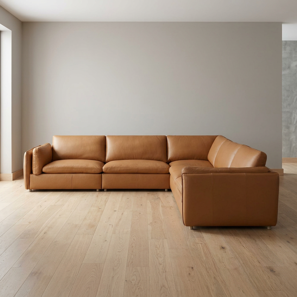 Brighton Top Grain Leather 5-Piece Modular Corner Sofa Sectional 142"