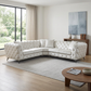 Atronia Beige Tufted Sectional Sofa 133" – Modern 5-Seat Corner Couch in stylish living room with natural light.
