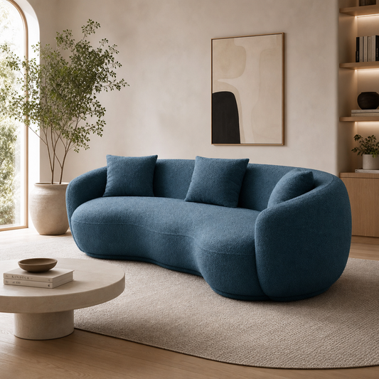 Modern Boucle Curved Sofa 94"