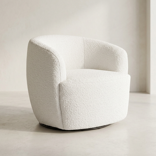 River Boucle Barrel Swivel Chair