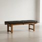 Lucia Black Faux Leather Bench 59" – Solid Wood Mid-Century Upholstered Bench