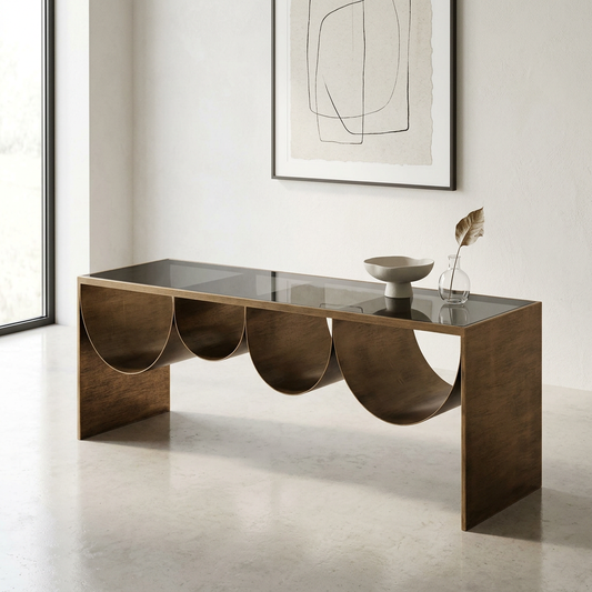 Reed Rectangular Glass Coffee Table