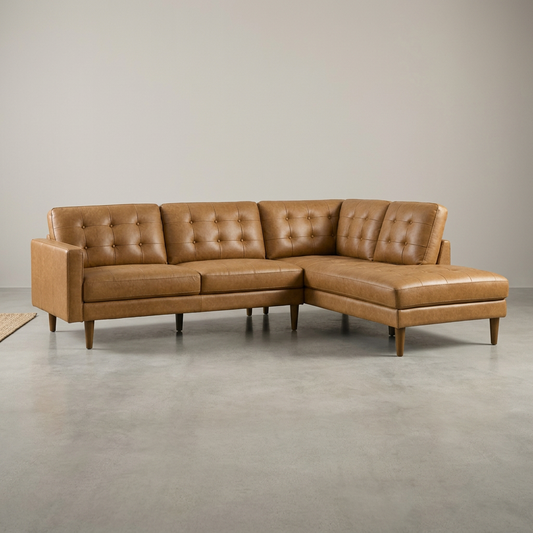 Lucco Tufted Leather Sectional Sofa
