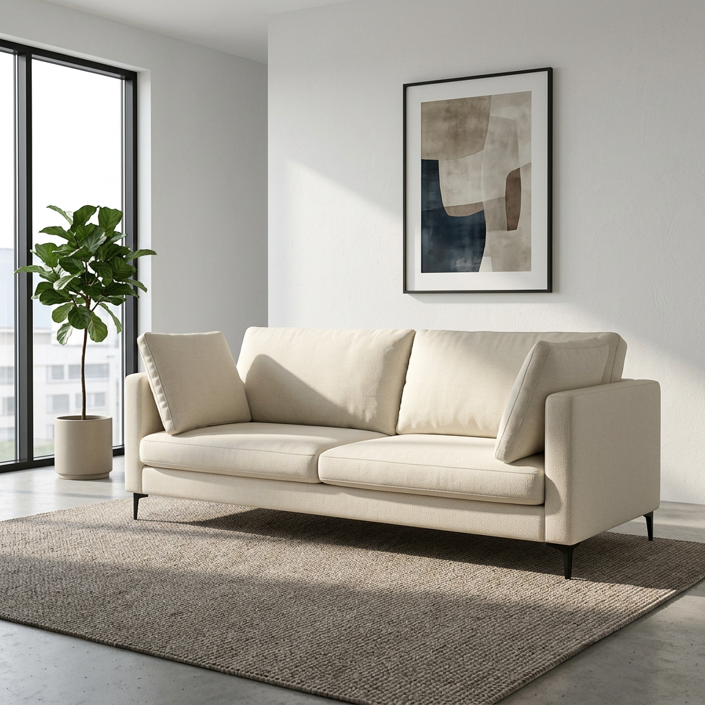Ava MCM Performance Fabric Sofa 90" – Modern Eco-Friendly 3-Seat Couch (2 Colors)