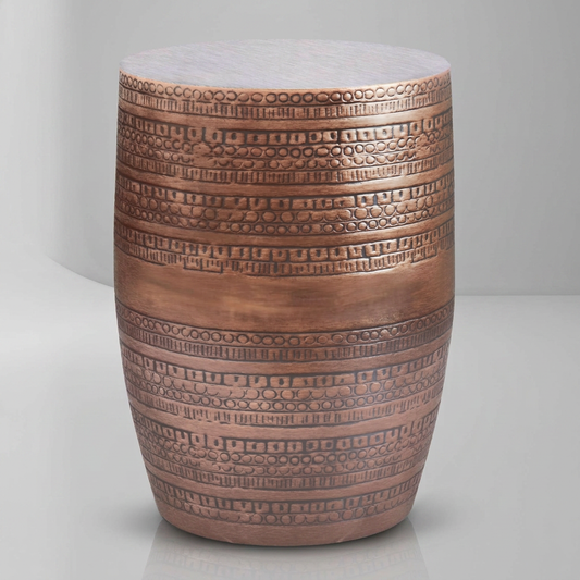 Antique Copper Round Accent End Table 15"