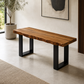 Solid Acacia Wood Live-Edge Bench – 43” Rustic Modern Bench (Walnut Finish, Metal Legs)