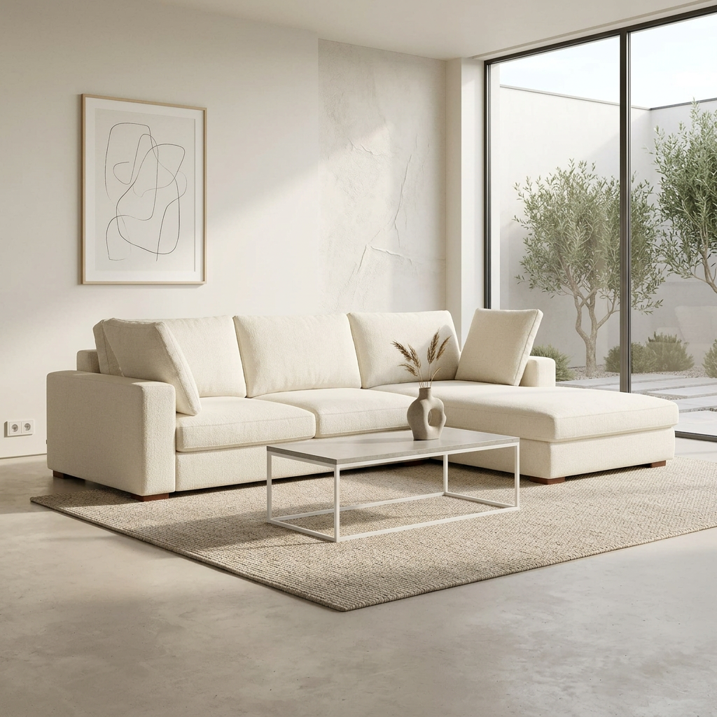 Charlie Deep Seat Sectional Chaise Sofa 122" – Modern Oversized Performance Fabric Sectional (2 Colors)
