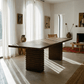 95-Inch Modern Walnut Dining Table for 8 – Large Industrial Wood Dining Table in a stylish dining room setting.