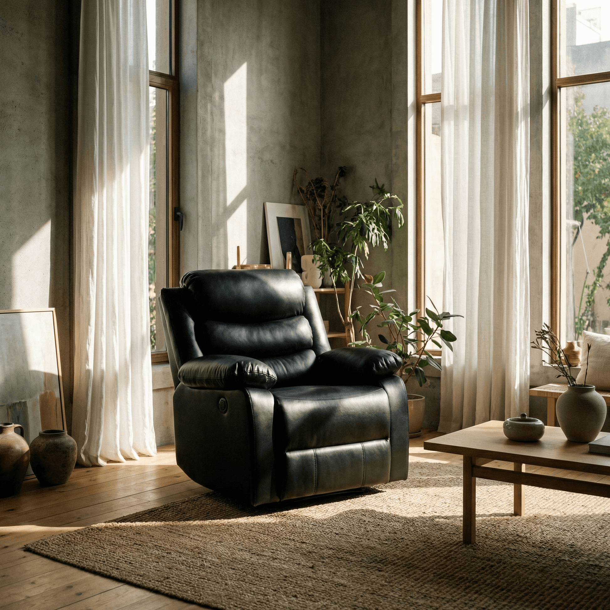 Eilbra PU Leather Power Recliner Chair – Modern Motion Recliner (2 Colors) in a stylish living room setting.