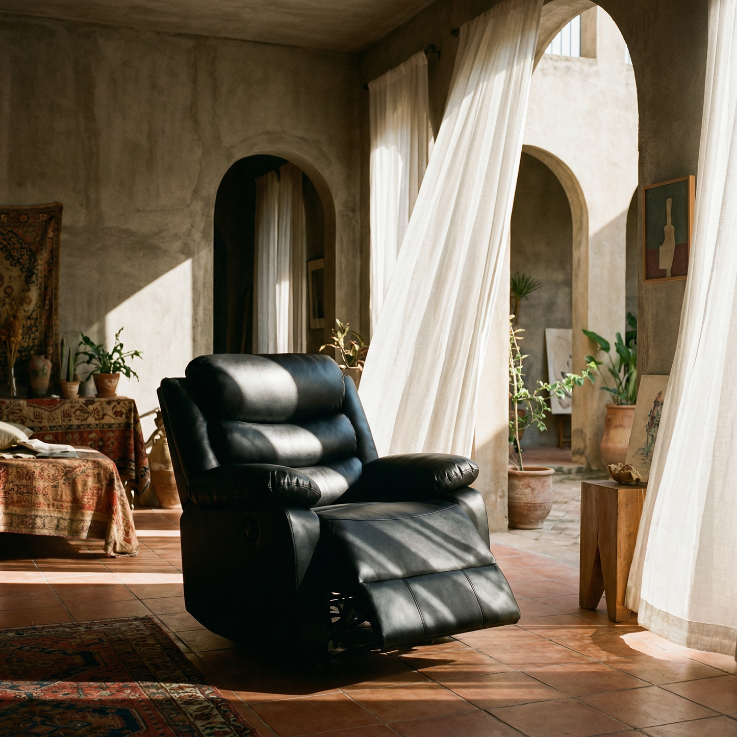 Eilbra PU Leather Power Recliner Chair – Modern Motion Recliner (2 Colors) in a stylish living space with natural light.