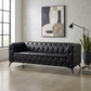 Tufted Faux Leather Square Arm Sofa 84" – Mid-Century Modern Couch (3 Colors)