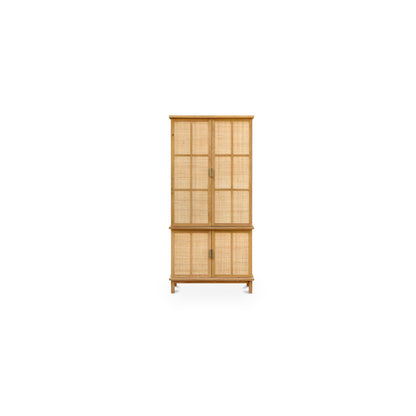 Seymour Tall Cabinet – 38" Oak and Rattan Tall Cabinet (1)
