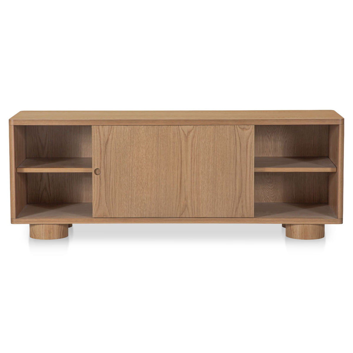 Hobbs Media Unit – 60" Oak Veneer Media Unit with Sliding Doors (2)