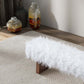 Henley Upholstered White Fur Solid Wood Bench  51"