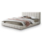 Hudson Channel Tufted Boucle Platform Bed Frame – Ivory White Upholstered Bed (Queen / King) with a channel-tufted headboard.