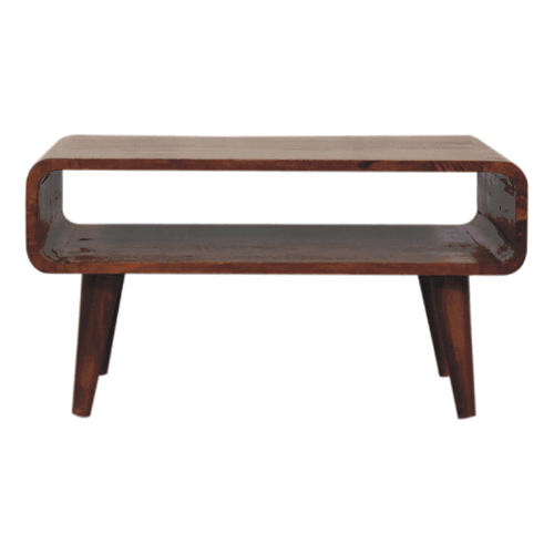 MCM Inspired Solid Mango Wood Coffee Table Open Design 26" - Revel Sofa 
